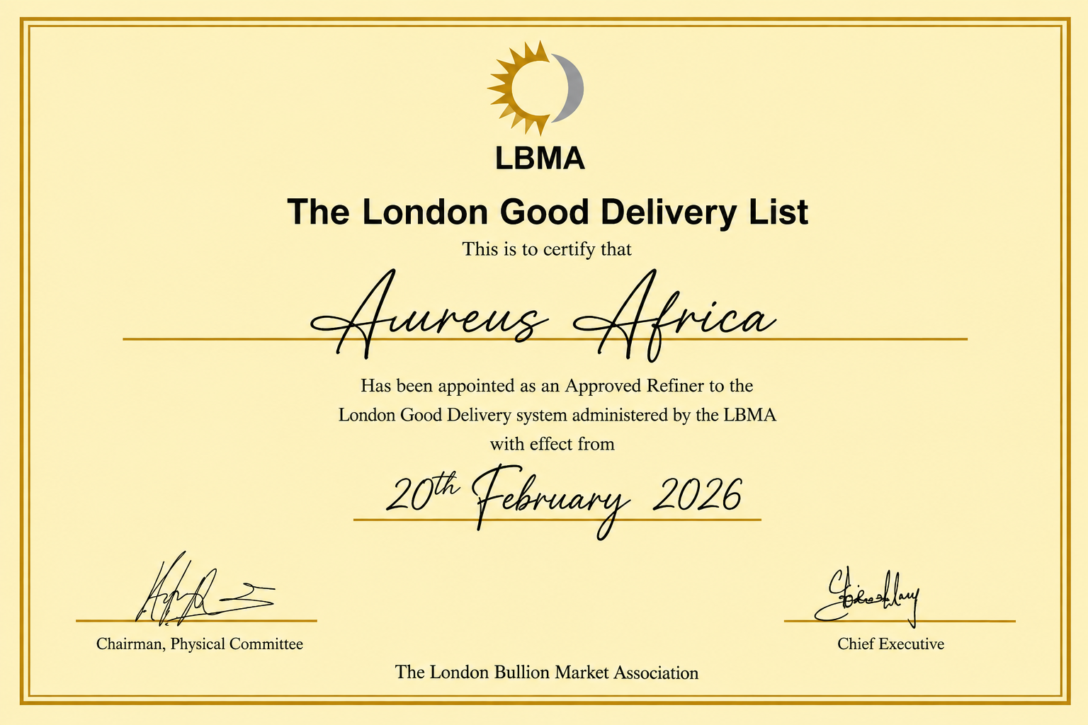 LBMA Good Delivery Appointment